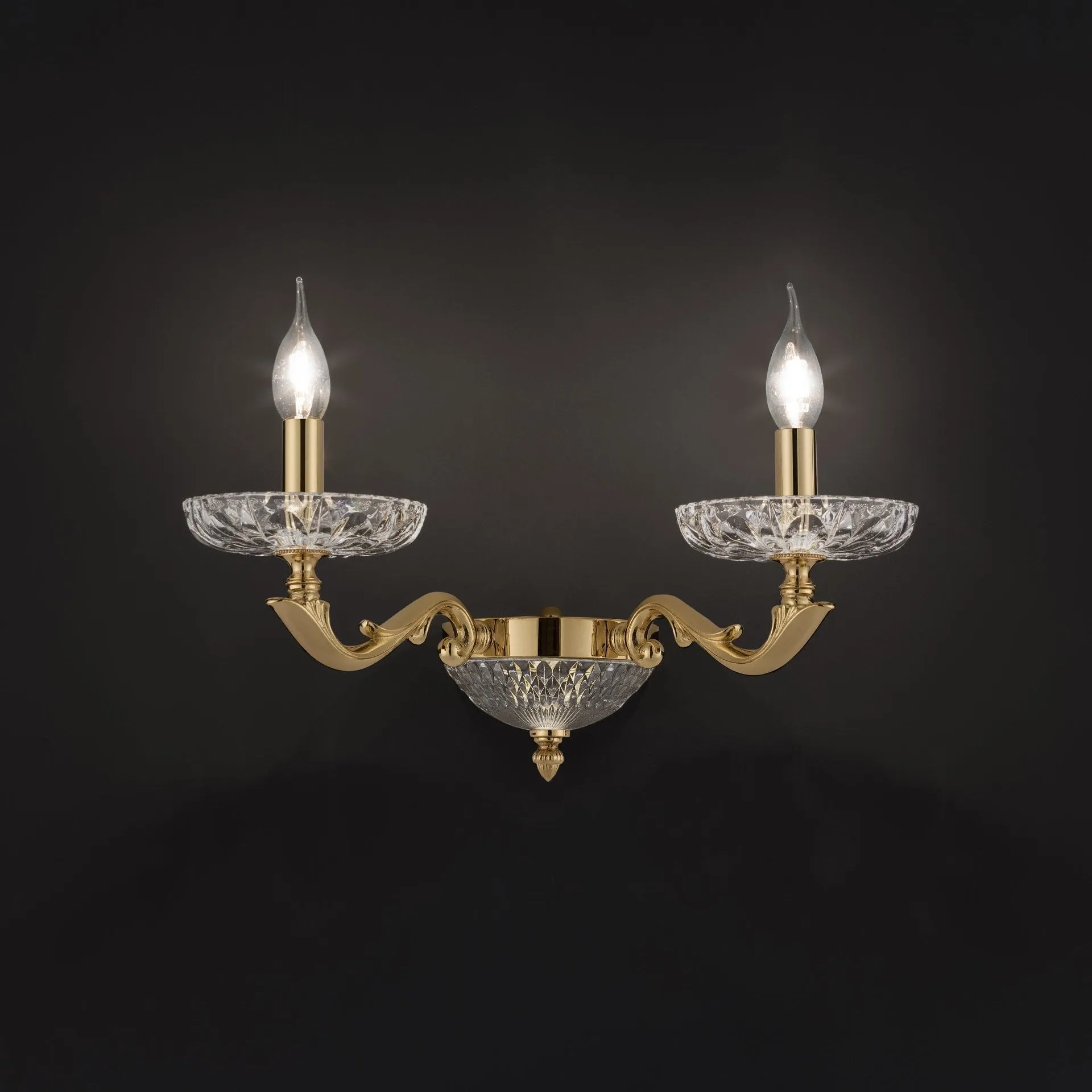 2-Light Crystal Wall Light – Cut crystal bobeche and bowl