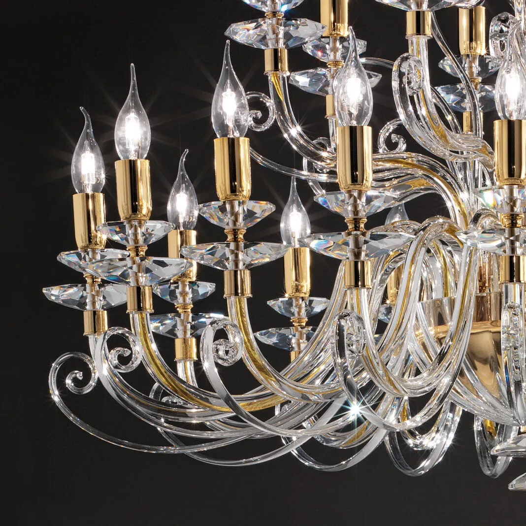 2-Tier 24-Light Italian Crystal Chandelier