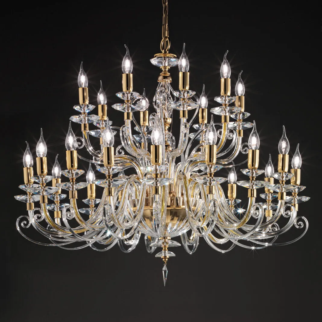 2-Tier 24-Light Italian Crystal Chandelier