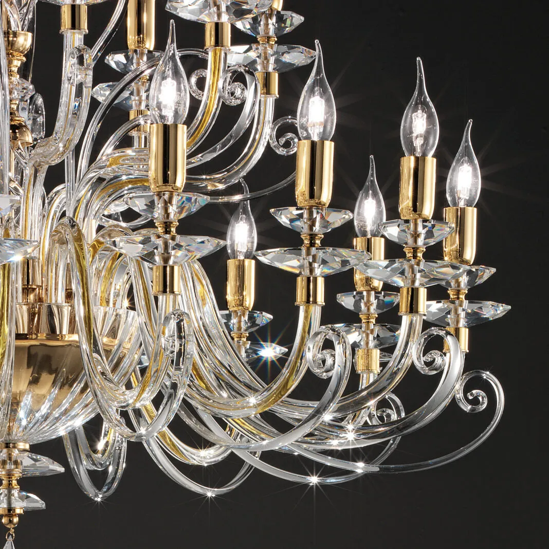 2-Tier 24-Light Italian Crystal Chandelier