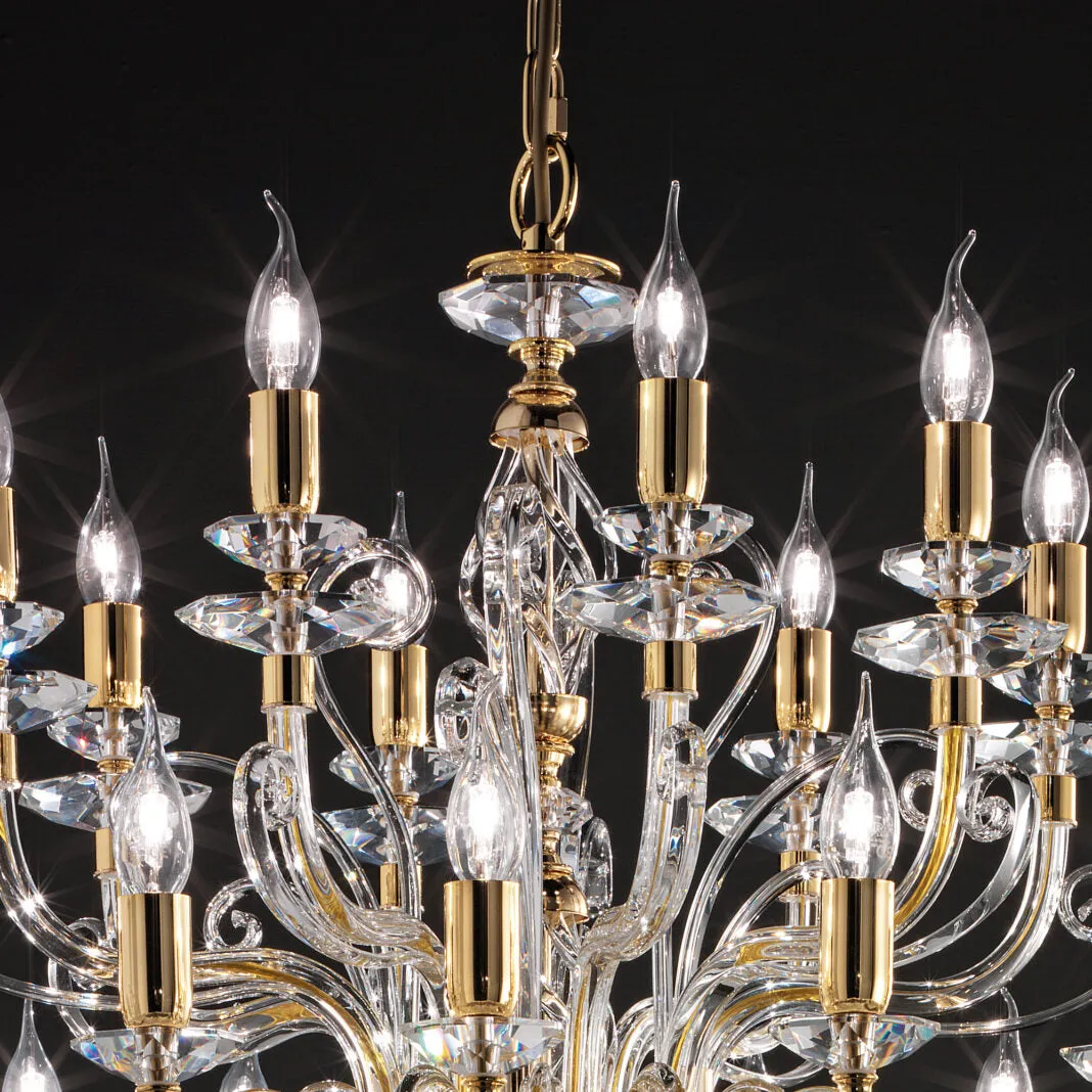 2-Tier 24-Light Italian Crystal Chandelier