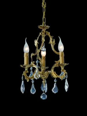 3 Light Gold-Plated Crystal Pendant Chandelier