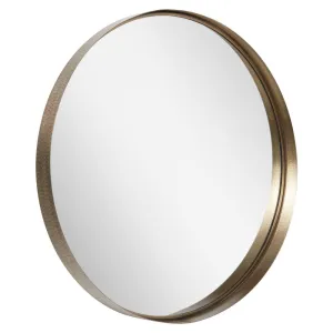 30" x 3.25" Round Hammered Bathroom Vanity Mirror -Stainless STEEL, MIRROR & ACRYLIC BACK- Brass Antique -BA