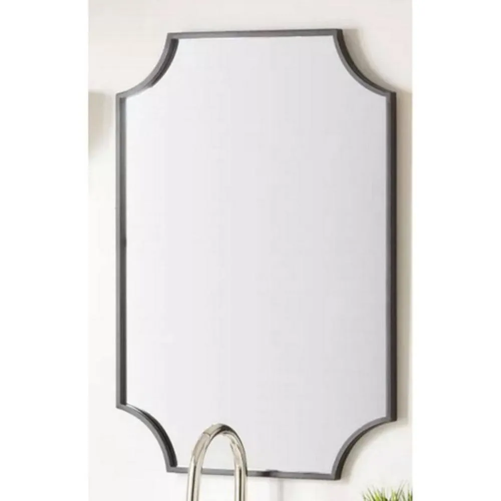 34" x 24.25" x 1" Wall Bathroom Vanity Mirror -IRON, MIRROR & ACRYLIC BACK- Texture Black PC -TBPC