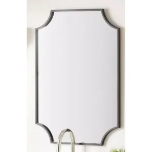 34" x 24.25" x 1" Wall Bathroom Vanity Mirror -IRON, MIRROR & ACRYLIC BACK- Texture Black PC -TBPC