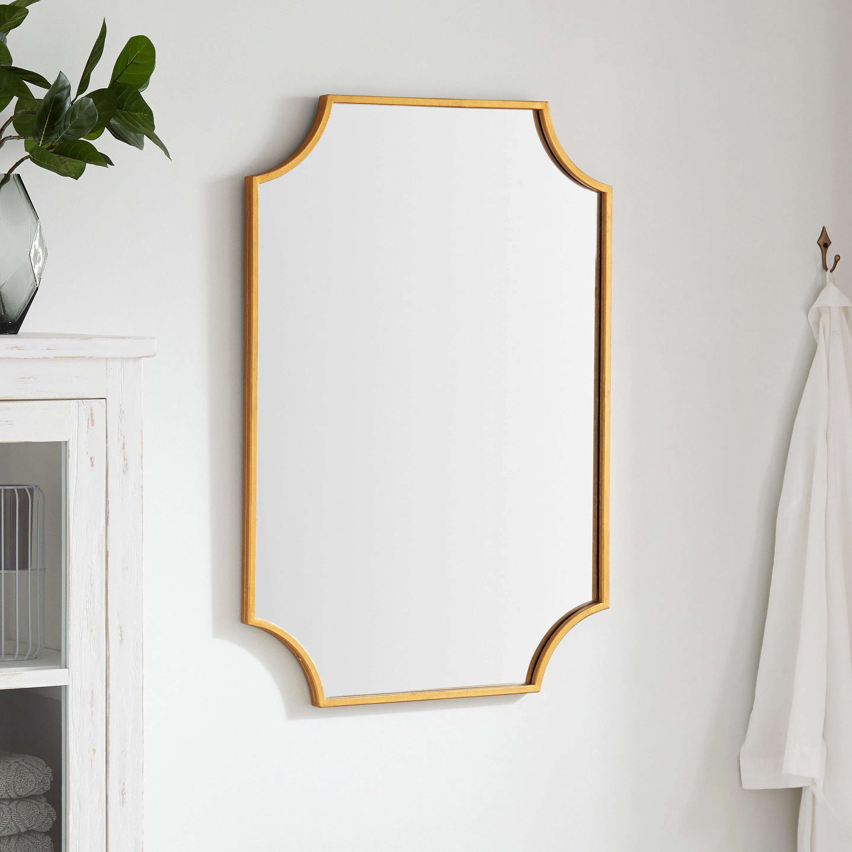 34" x 24.25" x 1" Wall Bathroom Vanity Mirror -IRON, MIRROR & ACRYLIC BACK- Texture Gold PC -TGPC