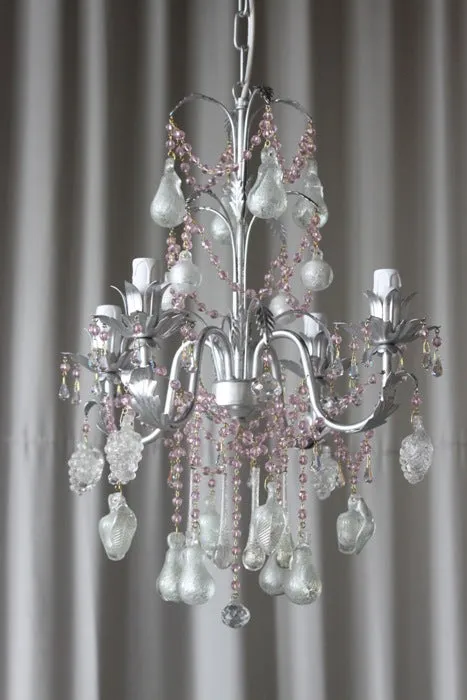 4 Arm Silver Venetian Glass Fruit Chandelier