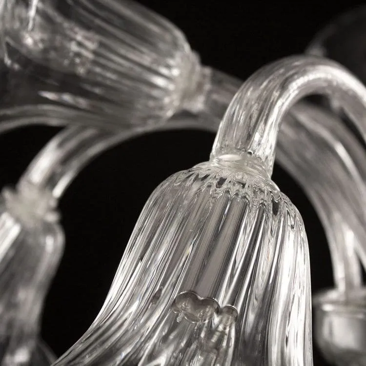 6 3 Light Handblown Clear Murano Glass Chandelier