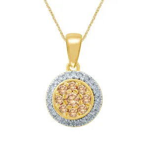 9ct Yellow Gold 3/8 Carat Western Australian Diamond Cluster Pendant on 45cm Chain