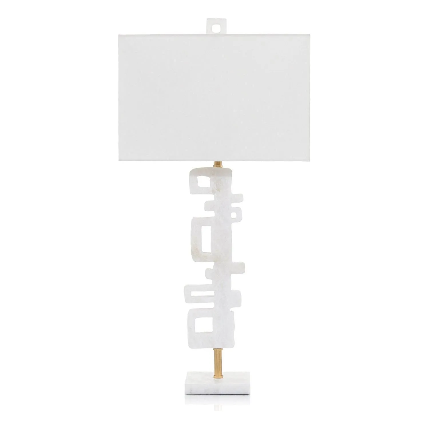 Abstract Antique Gold Leaf Table Lamp - White - Stone