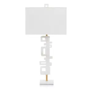 Abstract Antique Gold Leaf Table Lamp - White - Stone