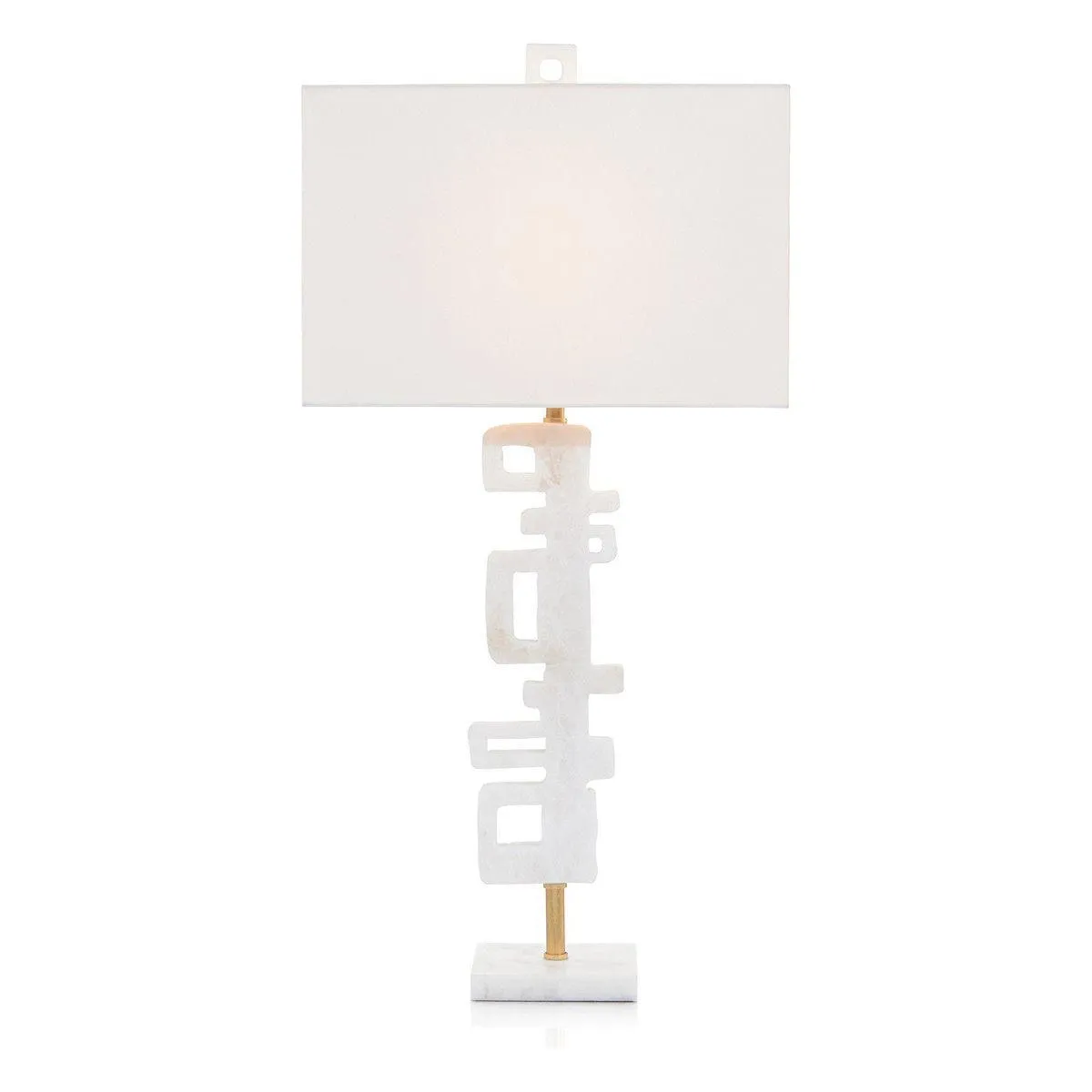 Abstract Antique Gold Leaf Table Lamp - White - Stone