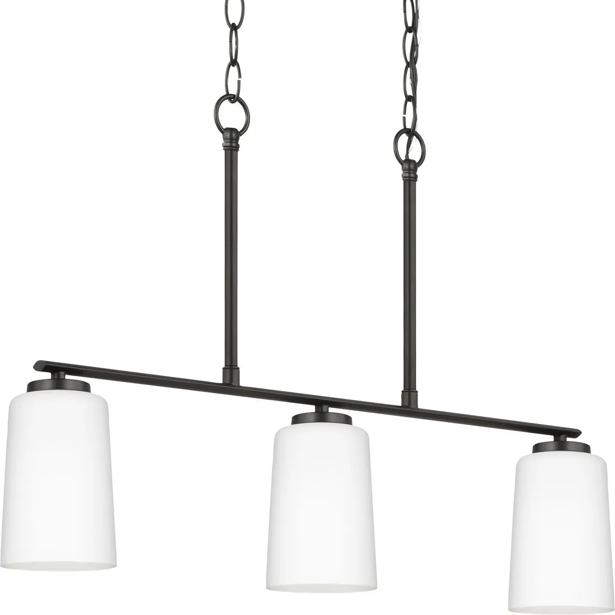 Adley Collection Three-Light Etched White Glass Linear Chandelier