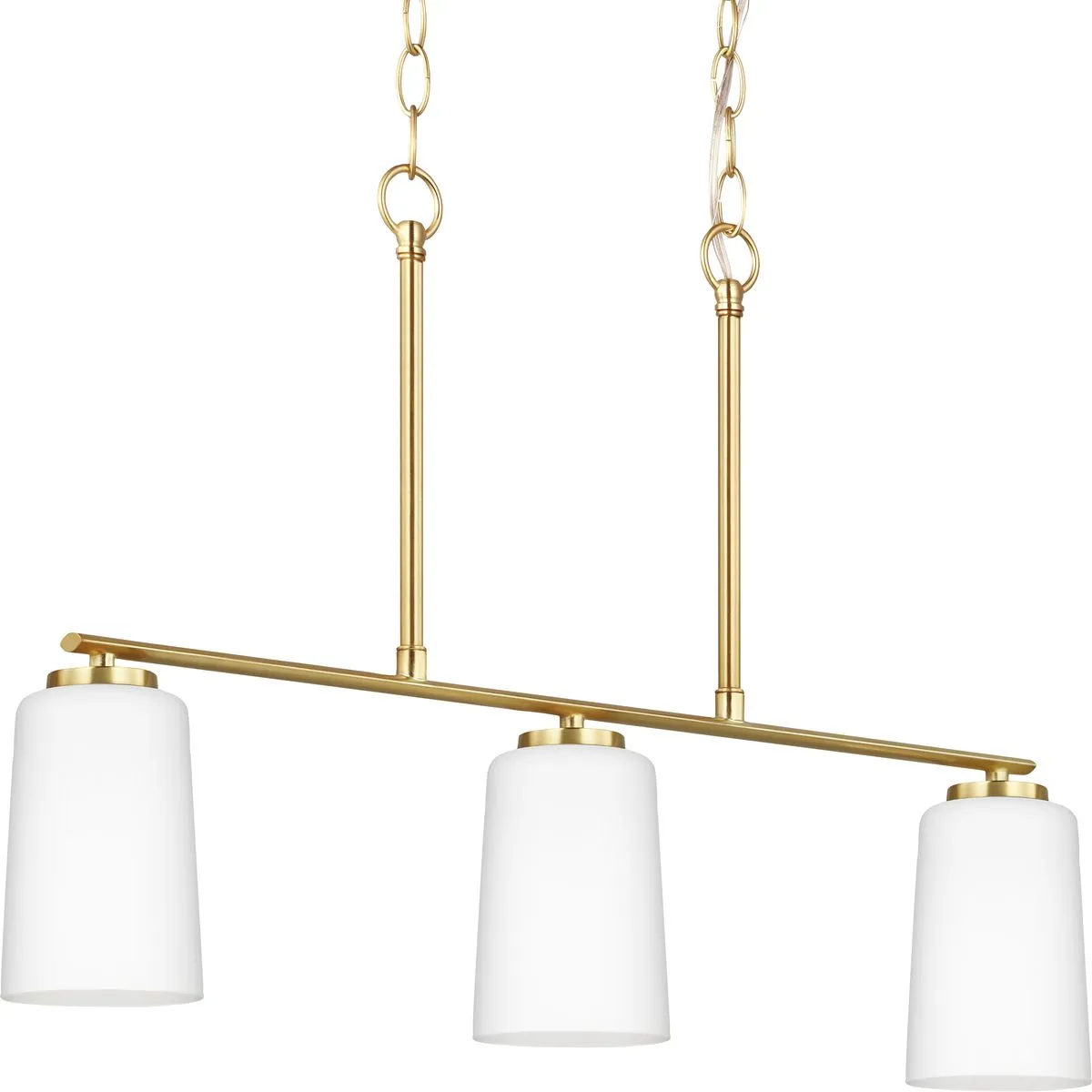 Adley Collection Three-Light Etched White Glass Linear Chandelier