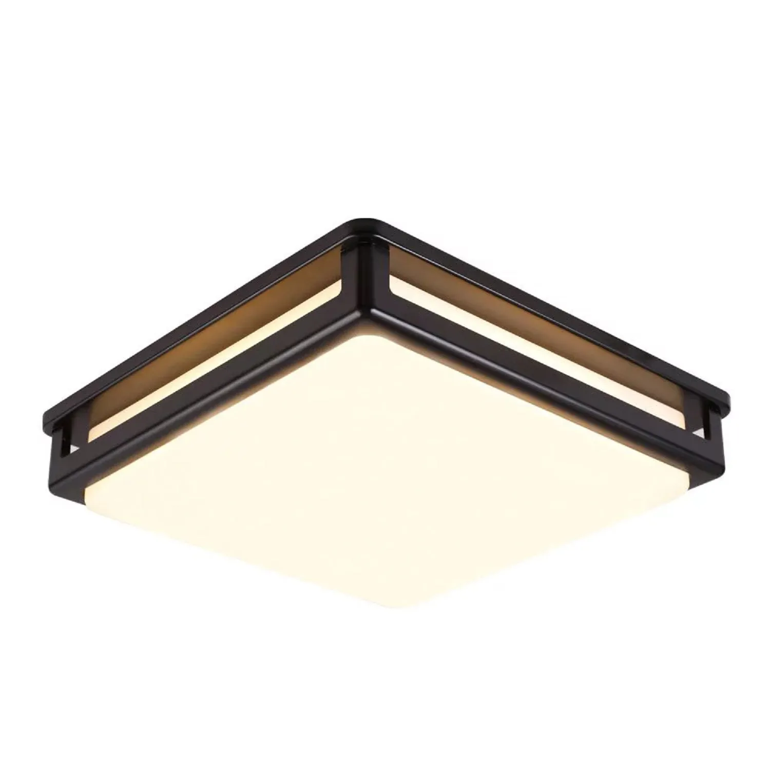 Better Homes & Gardens BH13100109464 14 Inch Integrated Metal Double Square Flush Mount Ceiling Light, Powder Coating Finish