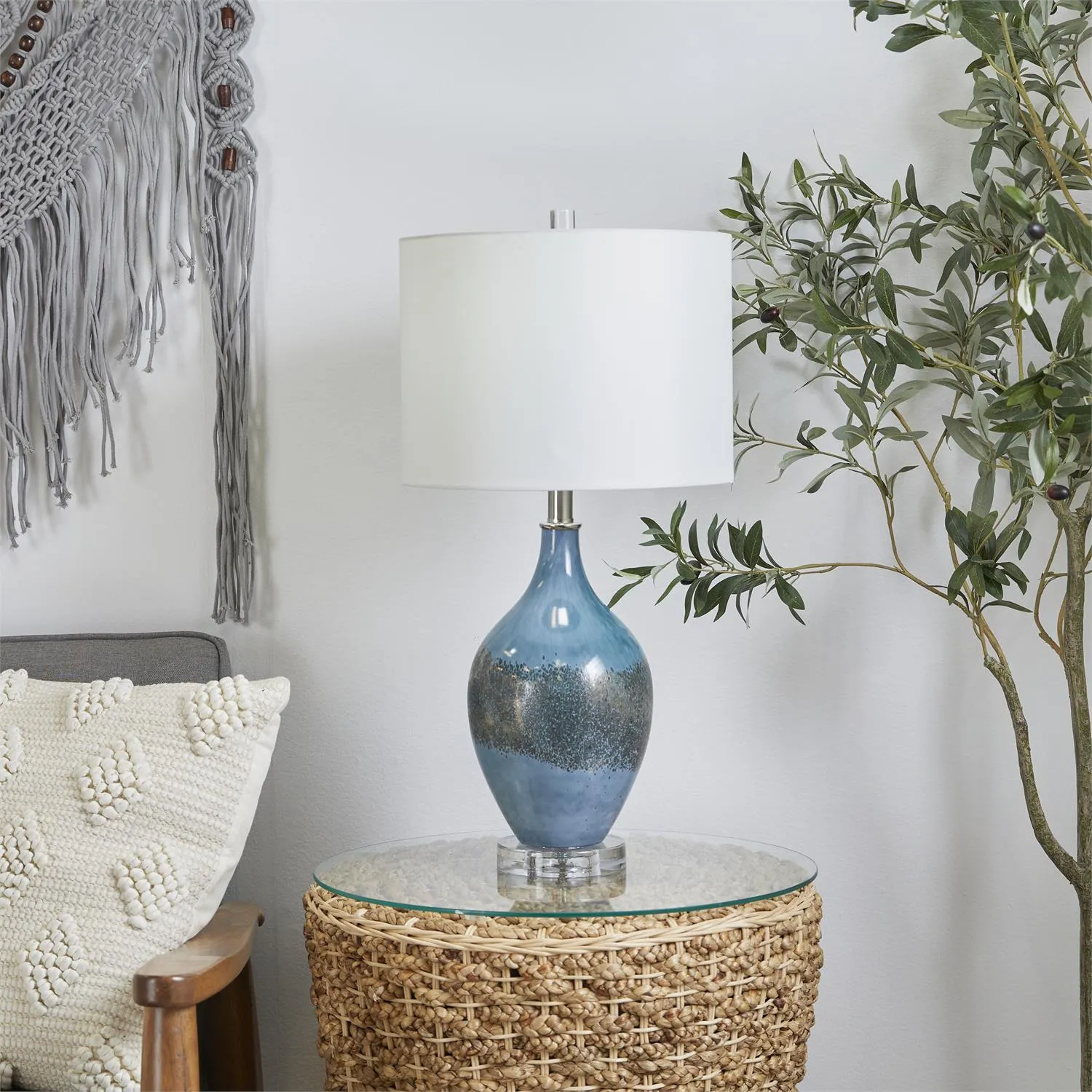 BLUE GLASS TABLE LAMP