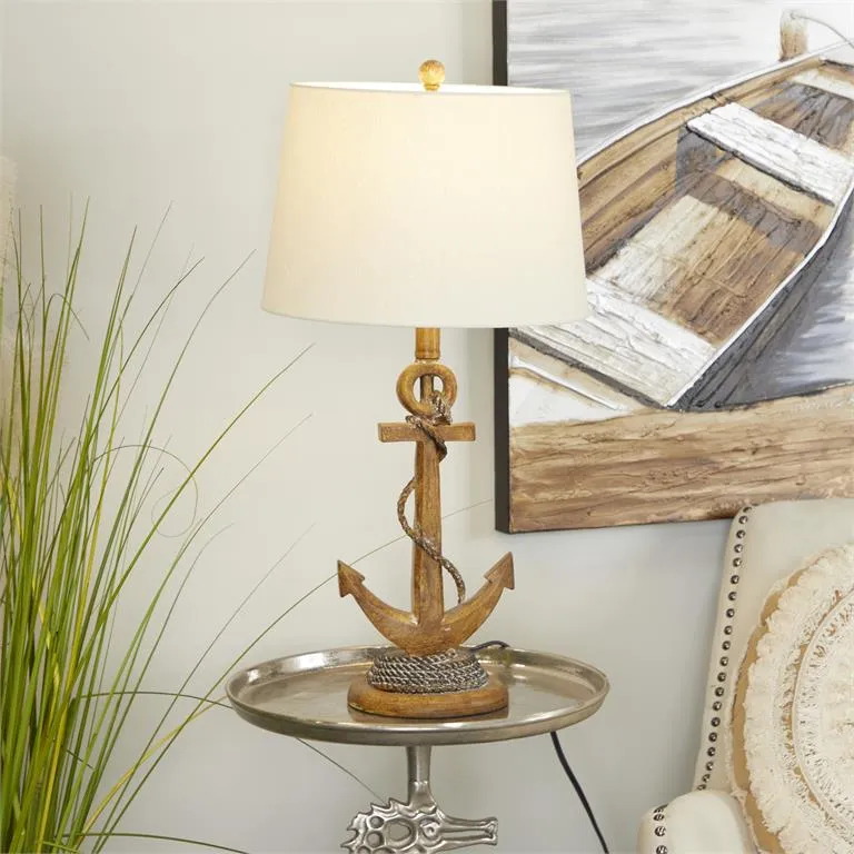 BROWN POLYSTONE TABLE LAMP