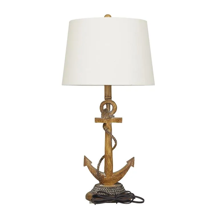 BROWN POLYSTONE TABLE LAMP