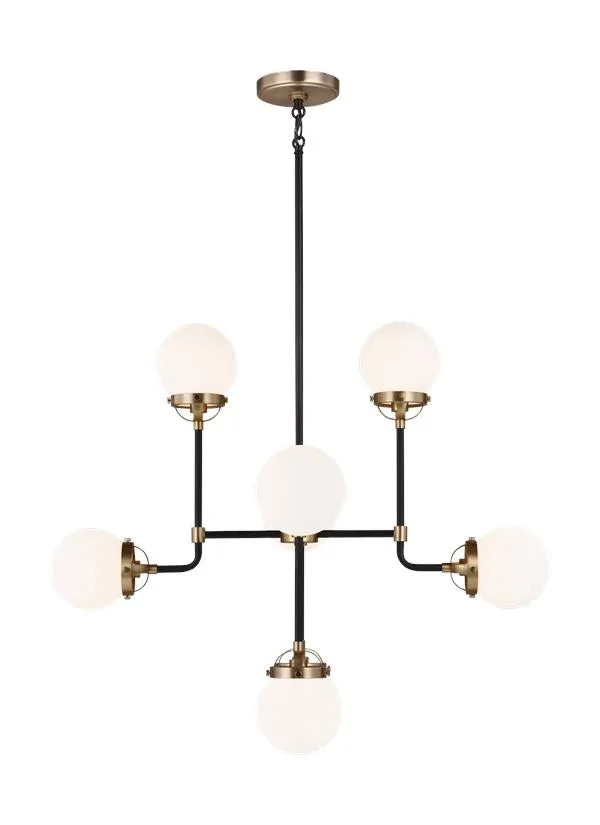 Cafe Collection - Eight Light Small Chandelier | Finish: Satin Bronze / Midnight Black - 3187908-848