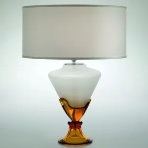 Classic Clear & White Italian Glass Table Light With White Shade