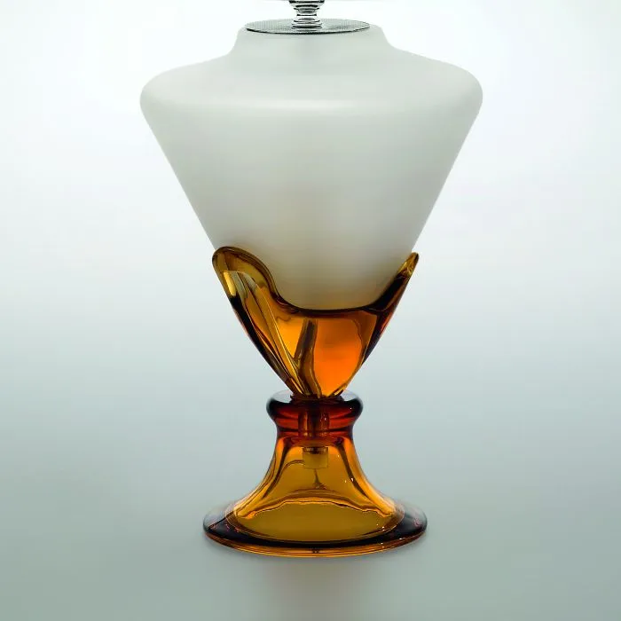 Classic Clear & White Italian Glass Table Light With White Shade