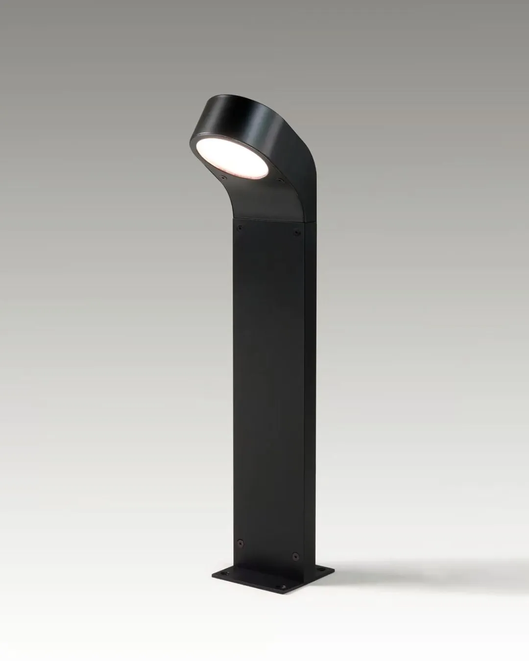 Contemporary L-Curved Black Aluminium Bollard