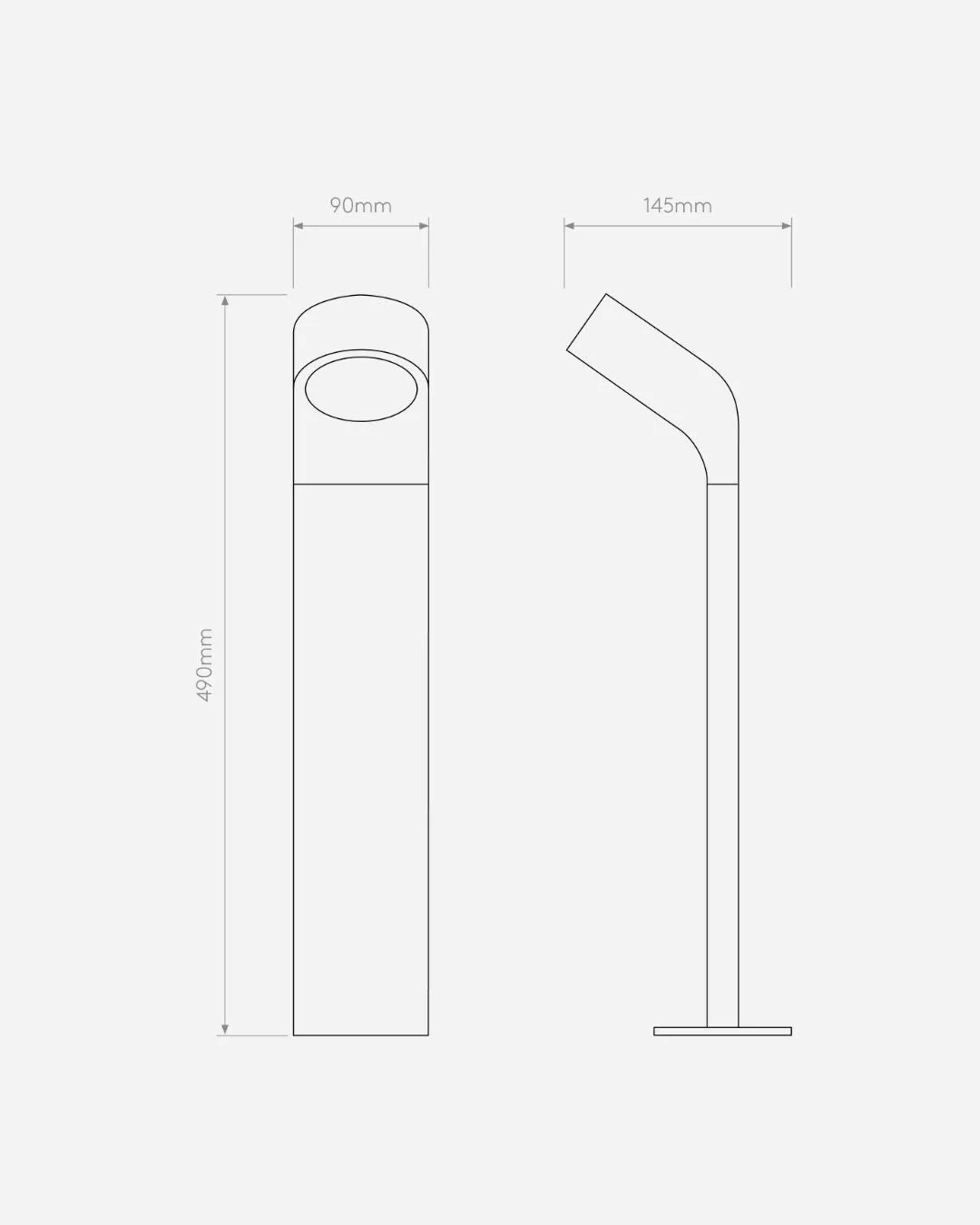 Contemporary L-Curved Black Aluminium Bollard