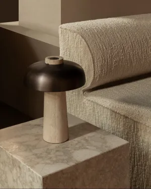 Curved Aluminium and Travertine Table Lamp | Reverse