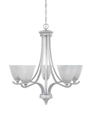 Designers Fountain Lighting 81985 MTP Bella Vista Collection Five Light Hanging Chandelier in Matte Pewter Finish