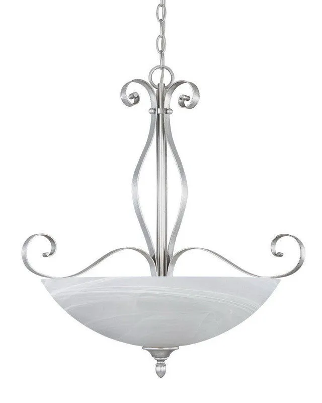 Designers Fountain Lighting 82831 MTP Del Amo Collection Three Light Hanging Pendant Chandelier in Matte Pewter Finish