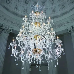Fine English Style Clear Glass & Premium Crystal Chandelier