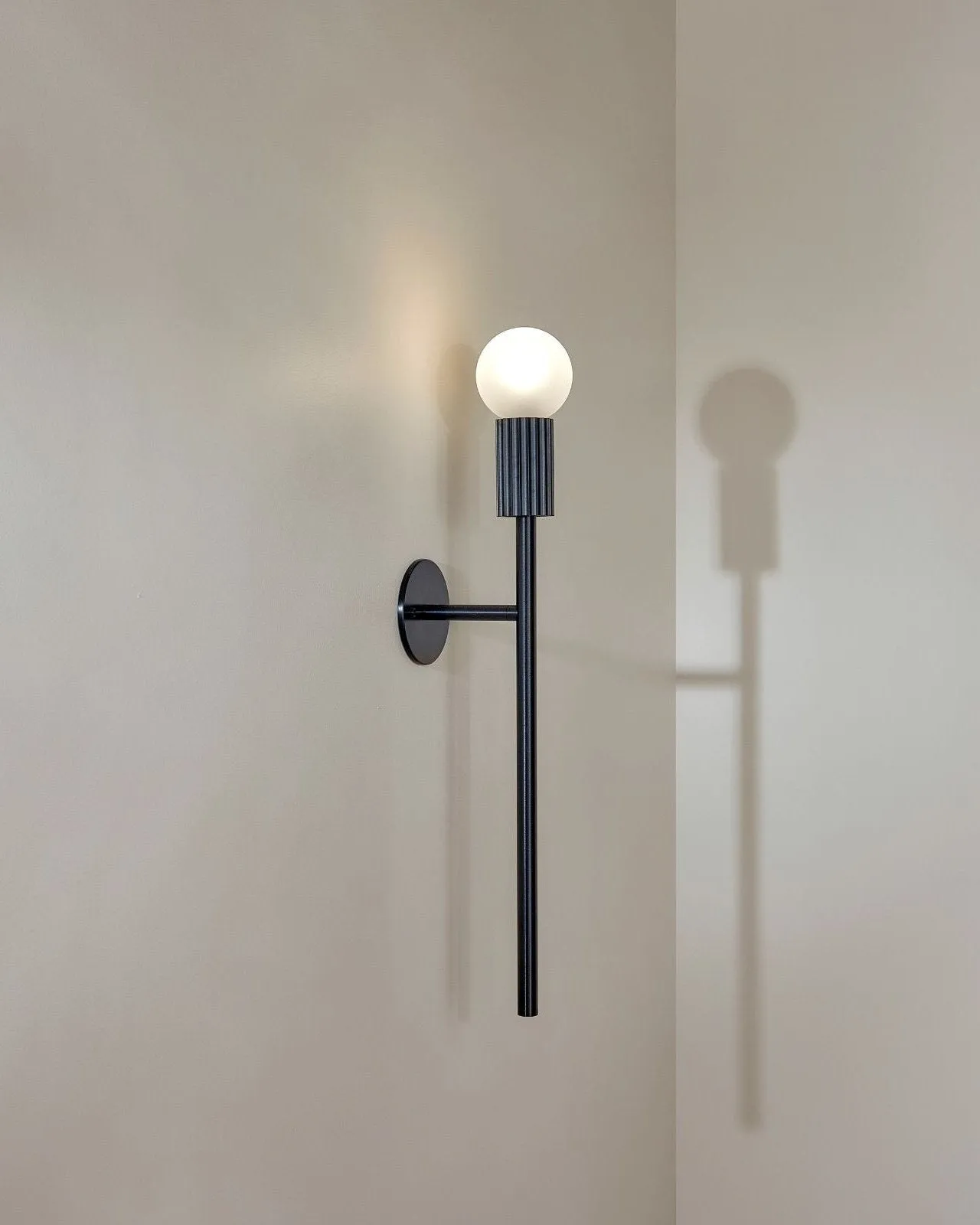 Fluted Brushed Black Wall Light | Attalos