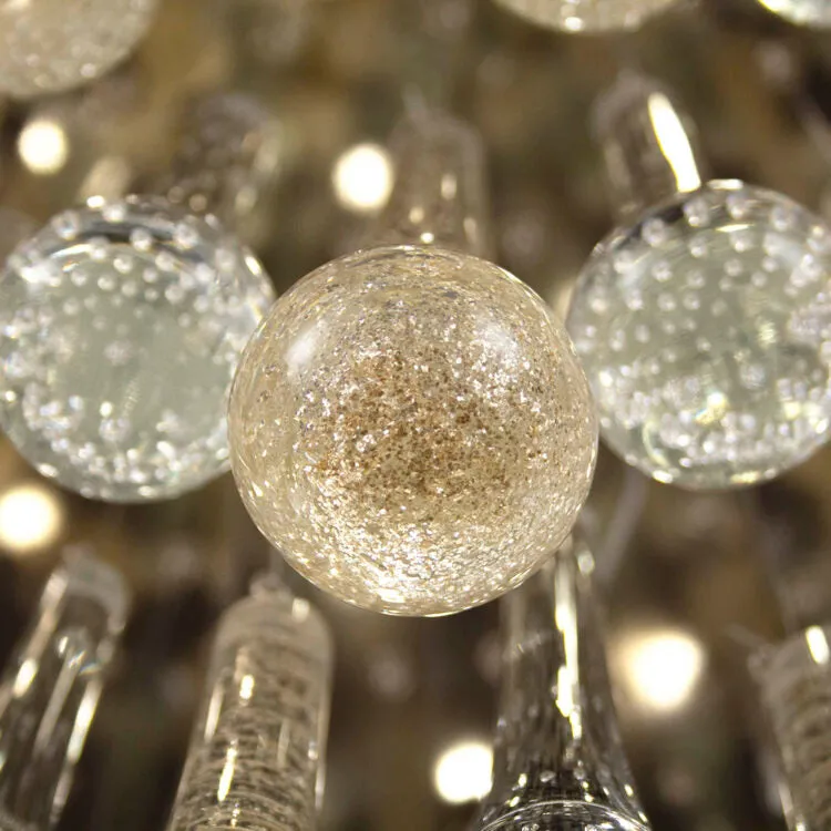 Gold Glass Tear Drop Flush Chandelier