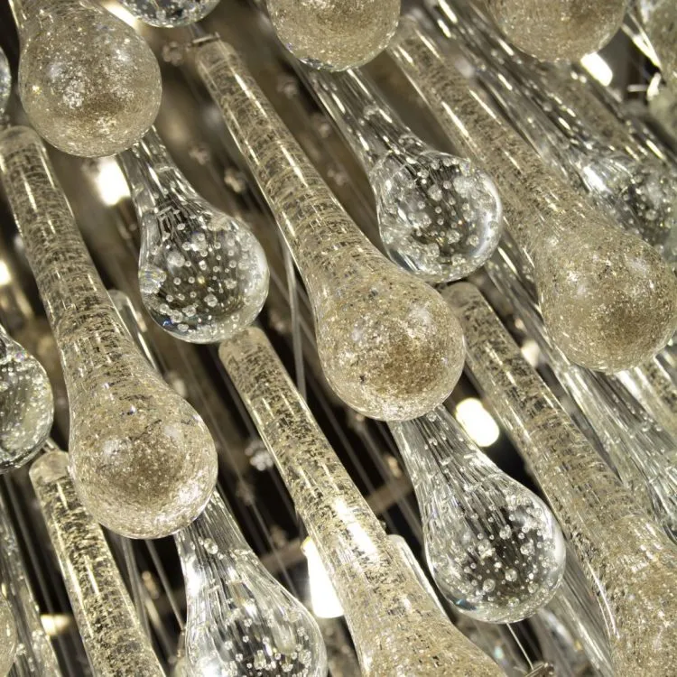 Gold Glass Tear Drop Flush Chandelier