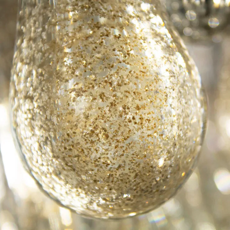 Gold Glass Tear Drop Flush Chandelier