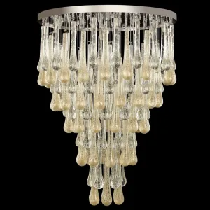 Gold Glass Tear Drop Flush Chandelier