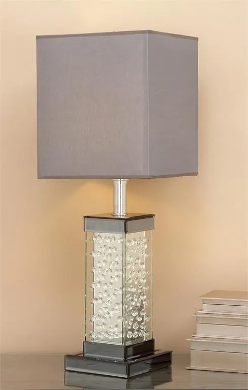 GRAY GLASS GLAM TABLE LAMP