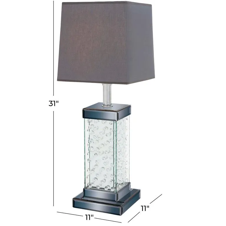 GRAY GLASS GLAM TABLE LAMP
