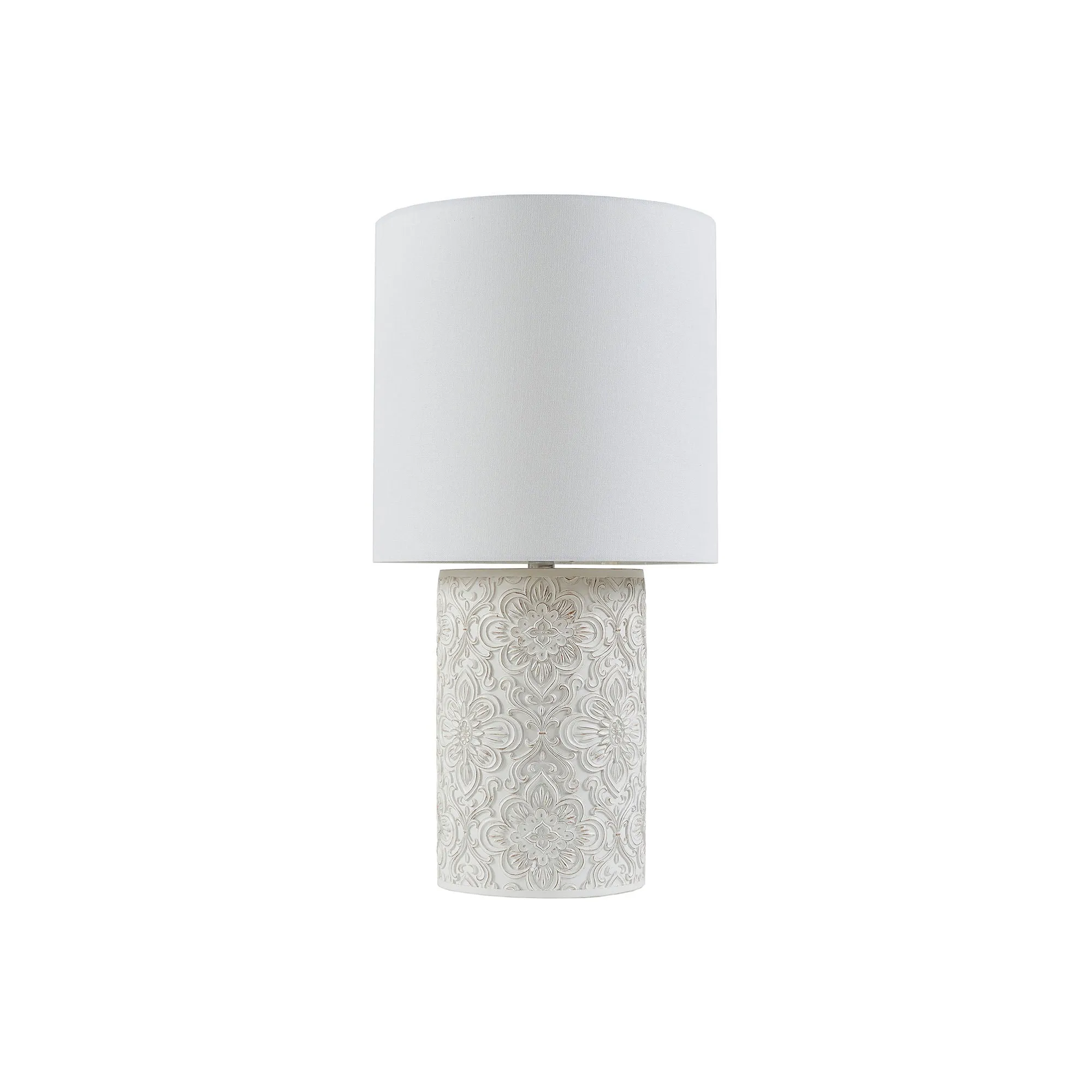 Hampton Hill Ashbourne Embossed Floral Resin Table Lamp - IVORY ONE SIZE