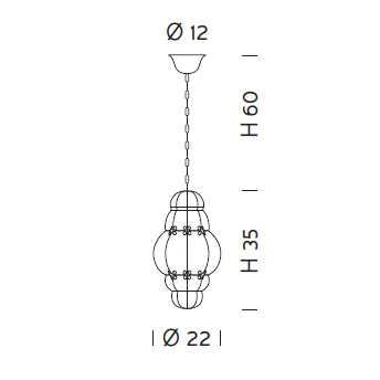 Hand-Blown Timeless Venetian Pendant Ceiling Lamp in Two Sizes