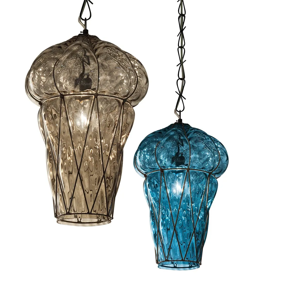 Hand-Blown Timeless Venetian Pendant Ceiling Lamp in Two Sizes
