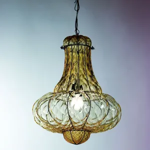 Handblown Amber Or Clear Murano Glass Lantern With Choice Of Finish
