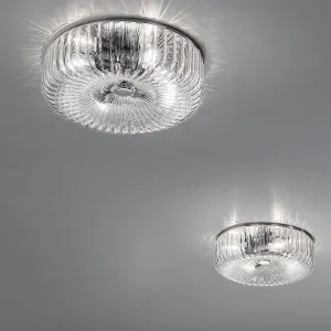 Handcrafted Sophisticated Modern Large Flush Ceiling Lamp With Murano Glass