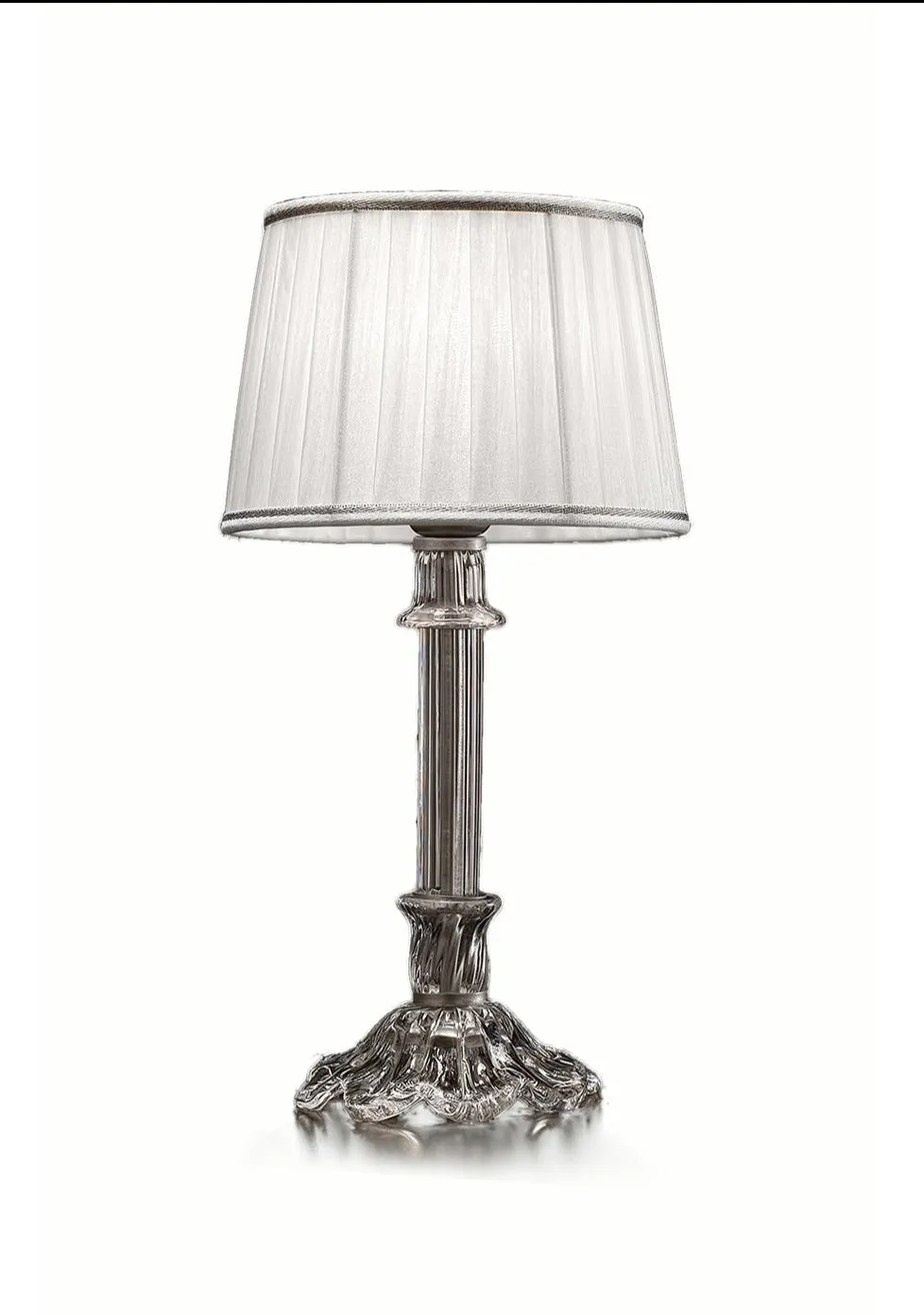 Handmade Classic Contemporary Fine Italian Small Table Lamp With Shade And Murano Glass