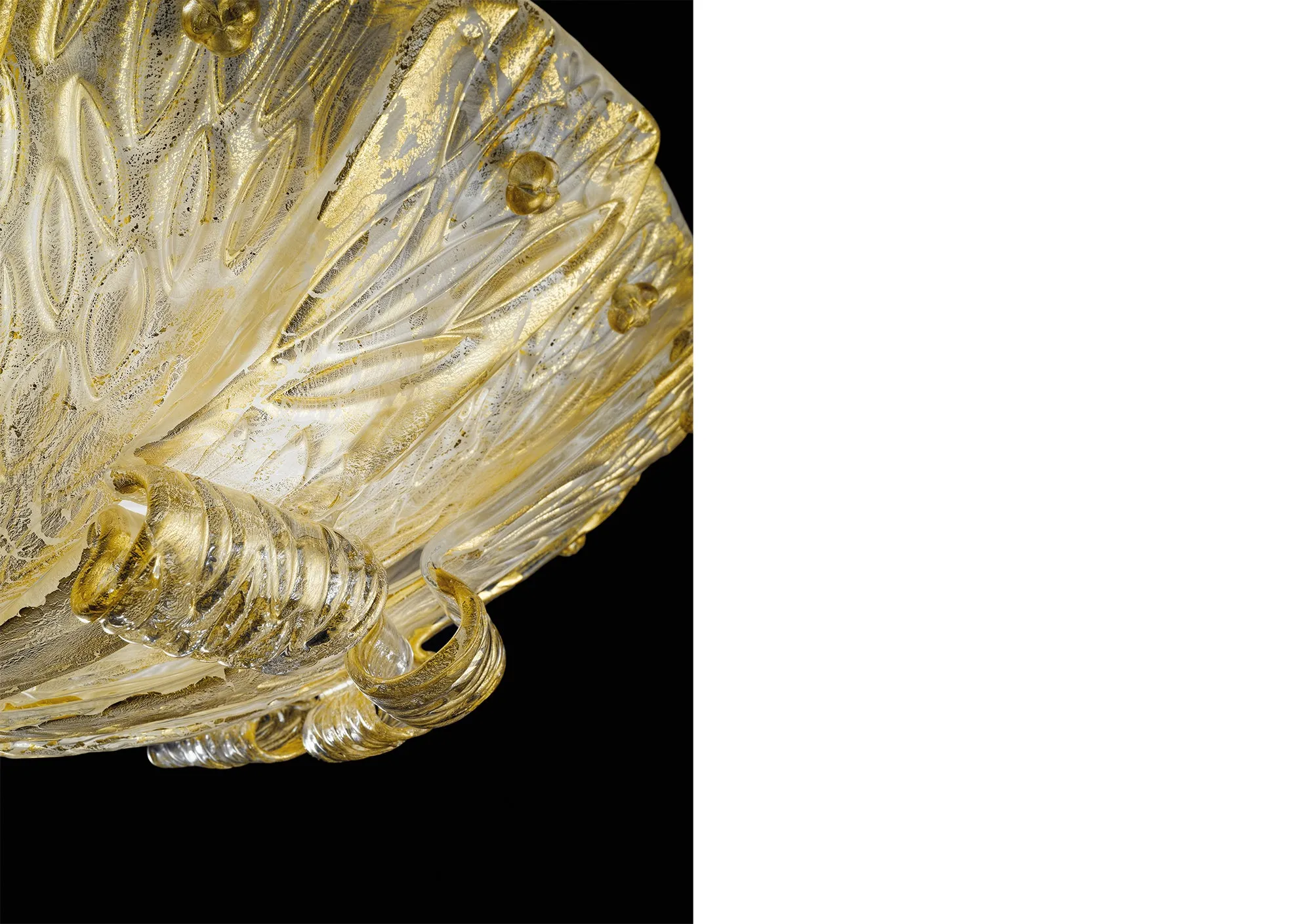 Handmade Classic Venetian Flush Ceiling Lamp In Amber