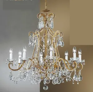 Iron Chandelier In Gold Leaf Finish