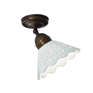 Italian Adjustable Brass and Ceramic Ceiling Light
