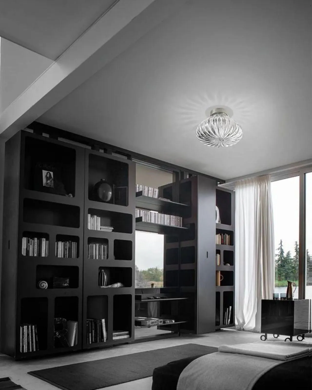 Italian Hand Blown Crystal Ceiling Light
