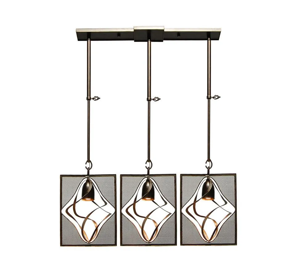 Kalco Lighting 2696-1VI Oxford Collection Three Light Island Pendant Chandelier in Vintage Iron Finish