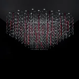 Large Crystal & Red Droplet Composition Chandelier